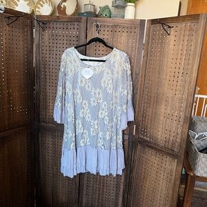 Paisley Vine Floral Blue Dress/Long Tunic